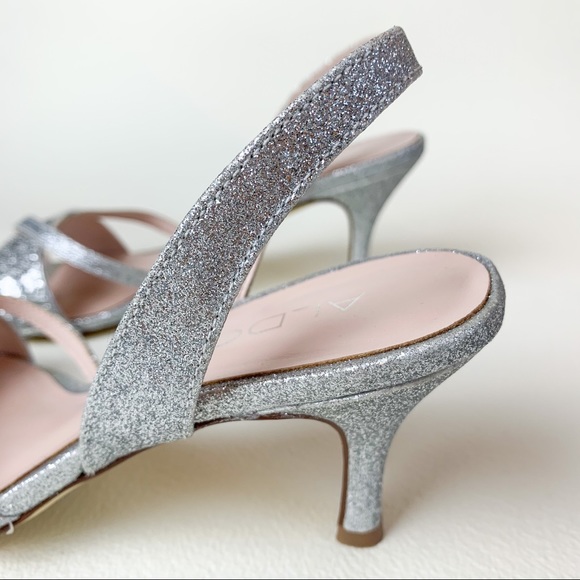 Aldo Shoes Aldo Dainty Silver Sparkly Kitten Heels Poshmark